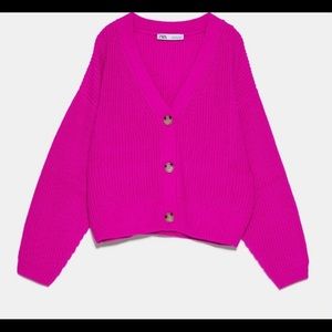 Sold out Zara fuchsia ribbed cardigan sweater